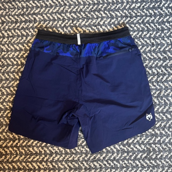 Greyson Running Wolf Shorts in Maltese Blue - Picture 2 of 5